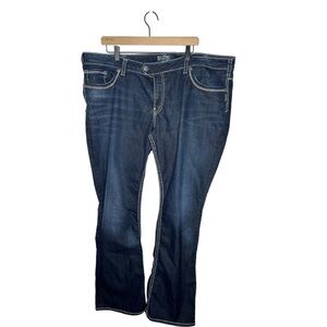 PLUS SIZE NWOT Silvers Mid-Rise Jeans Sz 24 Dark Denim BEAUTIFUL
